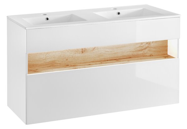 Comad Koupelnová skříňka pod umyvadlo Bahama White 120 dub wotan/bílá
