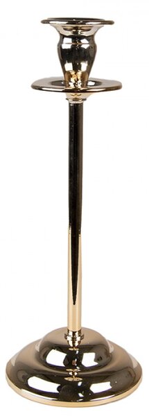 Zlatý lesklý kovový svícen na úzkou svíčku Portier – 10x25 cm