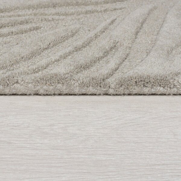 Šedý vlněný kulatý koberec ø 160 cm Leaf - Flair Rugs