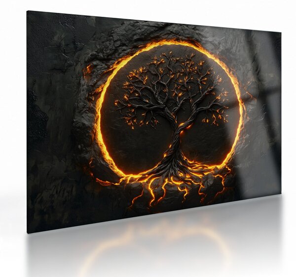 Skleněný obraz - Strom života v lávě II. (70x50 cm)