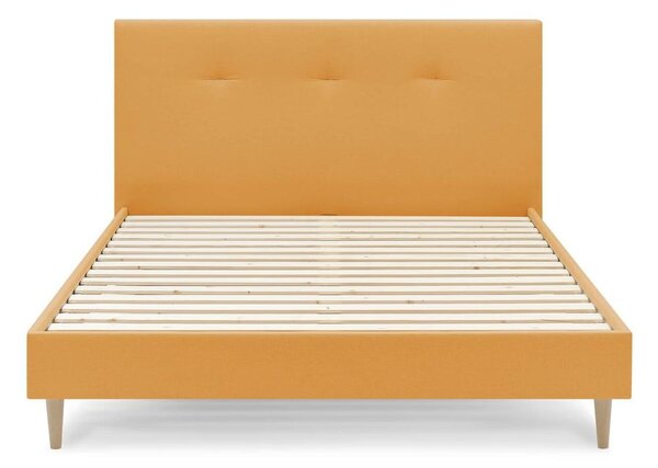Žlutá čalouněná dvoulůžková postel s roštem 180x200 cm Tory - Bobochic Paris