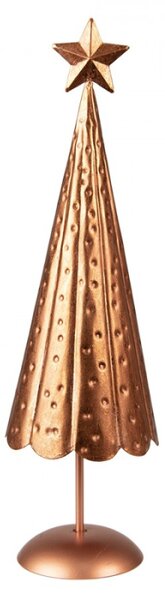Měděný antik kovový vánoční stromek – 11x38 cm