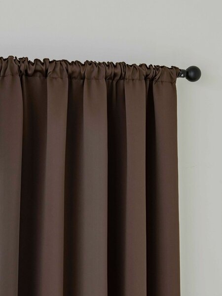 MK Lůžkoviny Blackout závěsy Elias tmavě hnědá – 140 × 160 cm (2 ks) - řasící stuha