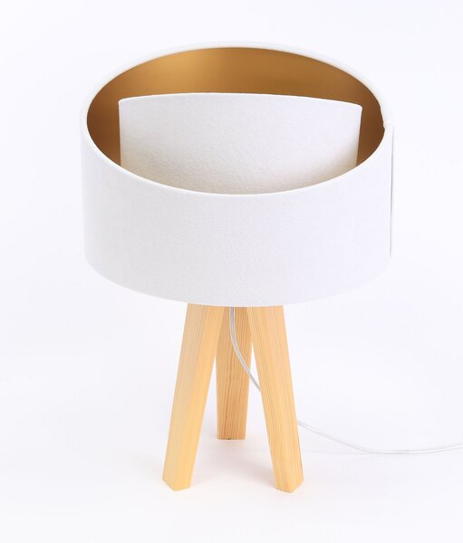 BPS koncept Stolní lampa GALAXY bílá, 1xE27, v. 45 cm Barva: Bílá, Barva základny: Černé dřevo