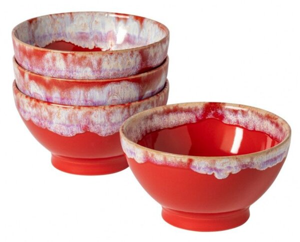 Sada čtyř červeno bílých misek COSTA NOVA LATTE BOWLS 15 cm