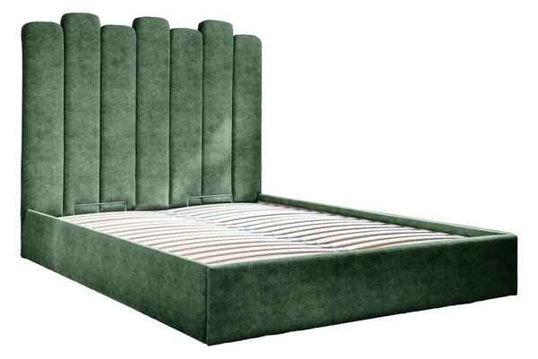 Zelená čalouněná dvoulůžková postel s úložným prostorem s roštem 160x200 cm Dreamy Aurora – Miuform