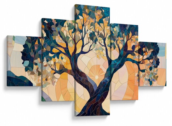 Obraz - Mozaika - slunce a strom II. (125x70 cm)