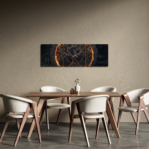 Obraz - Strom života v lávě I. (s hodinami) (90x30 cm)