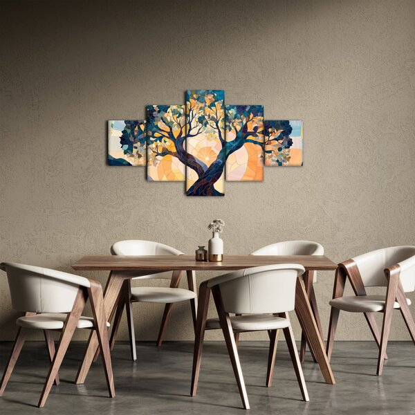 Obraz - Mozaika - slunce a strom II. (125x70 cm)