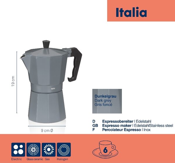 KELA Konvice na espresso tmavě šedá 19,0cm 9,0cm 300 ml KL-10561