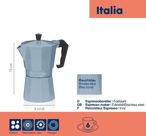 KELA Konvice na espresso kouřově modrá 19,0cm 9,0cm 300 ml KL-10560