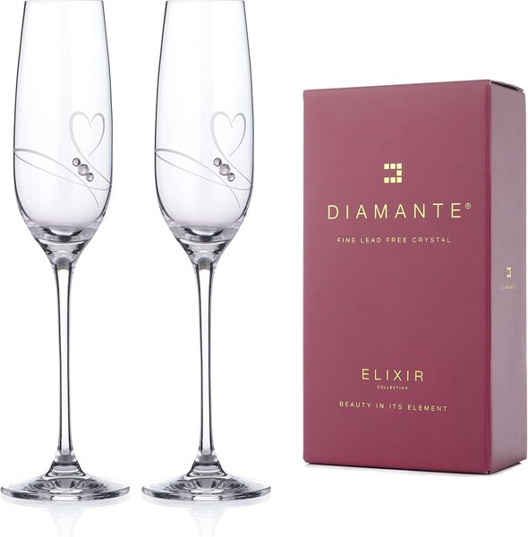 Diamante sklenice na šampaňské Romance s kamínky Swarovski 200ml 2KS
