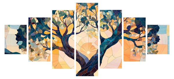Obraz - Mozaika - slunce a strom II. (210x100 cm)