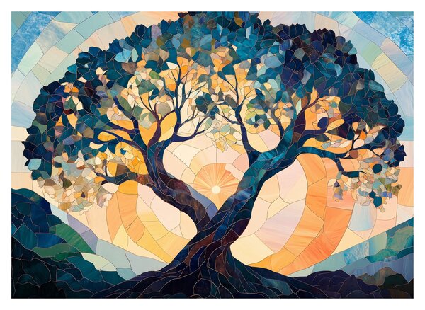 Obraz - Mozaika - slunce a strom II. (70x50 cm)