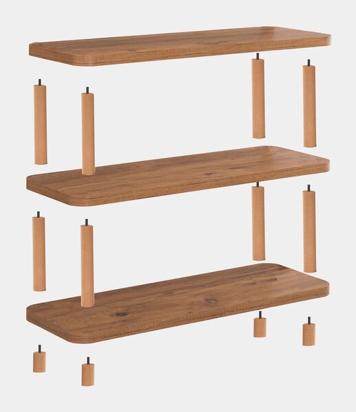 Knihovna v dekoru borovice v přírodní barvě 80x75 cm Step – Kalune Design