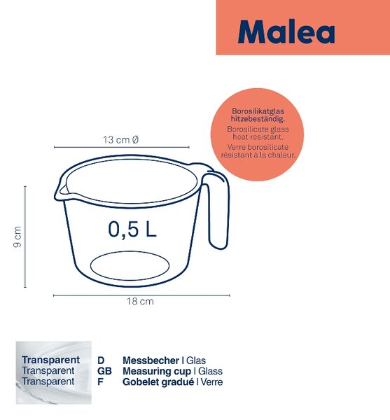KELA Odměrka Malea sklo 0,5l KL-10105
