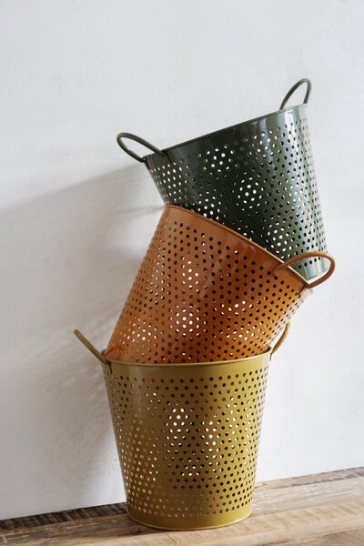 Železný obal na květináč / úložný box Colors khaki
