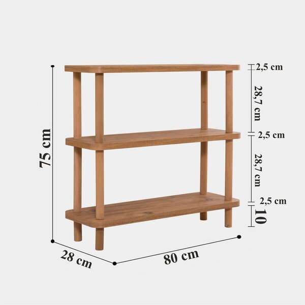 Knihovna v dekoru borovice v přírodní barvě 80x75 cm Step – Kalune Design