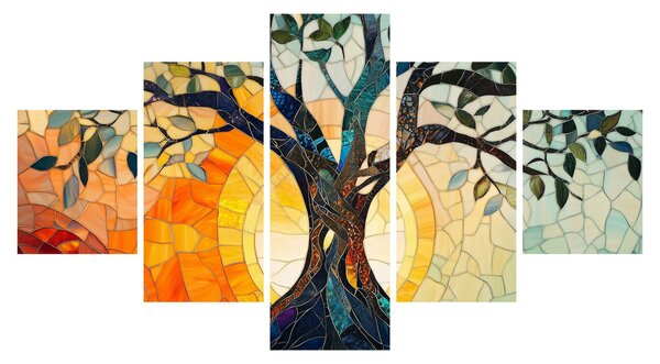 Obraz - Mozaika - slunce a strom I. (125x70 cm)