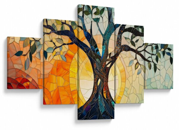 Obraz - Mozaika - slunce a strom I. (125x70 cm)