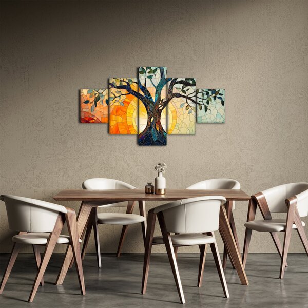 Obraz - Mozaika - slunce a strom I. (125x70 cm)