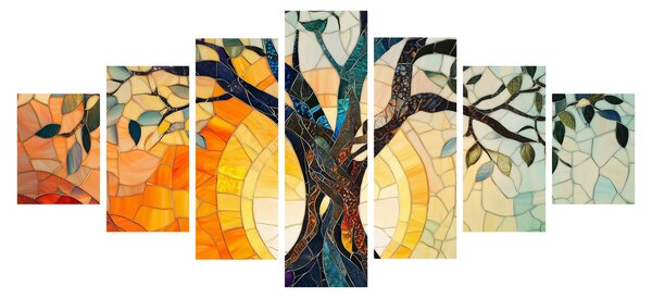Obraz - Mozaika - slunce a strom I. (210x100 cm)