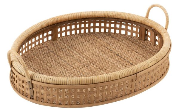 Přírodní oválný ratanovo-bambusový podnos s uchy Rattan Boom M - 57*43*15 cm - J-Line by Jolipa