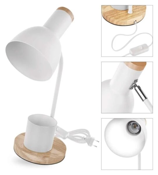 Stolní lampa POPPY 1xE27/25W/230V bílá
