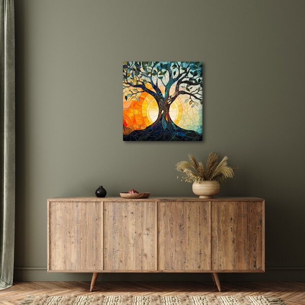 Obraz - Mozaika - slunce a strom I. (30x30 cm)