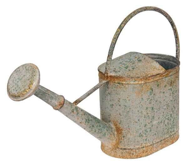 Šedý dekorační plechový džbánek s rezavou patinou – 18x12x16 cm