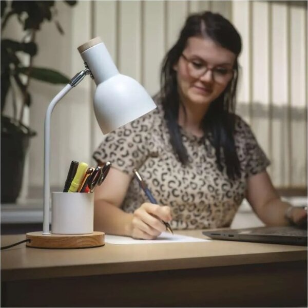Stolní lampa POPPY 1xE27/25W/230V bílá