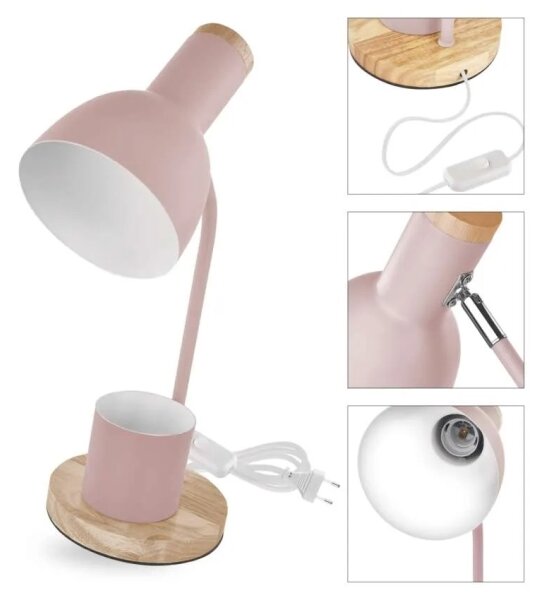 Stolní lampa POPPY 1xE27/25W/230V růžová