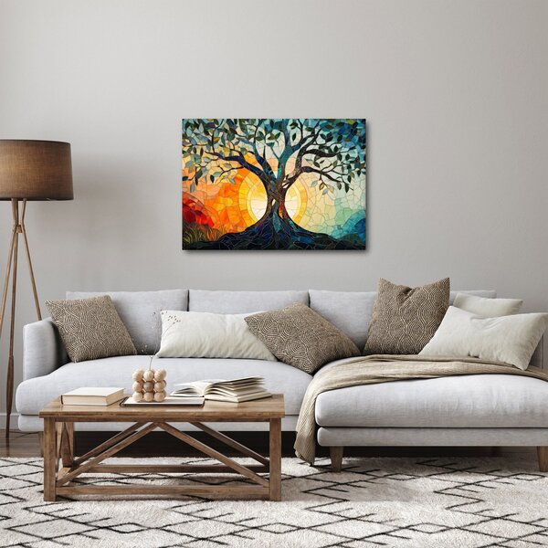 Obraz - Mozaika - slunce a strom I. (70x50 cm)