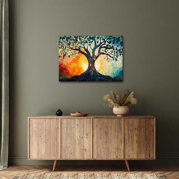 Obraz - Mozaika - slunce a strom I. (70x50 cm)