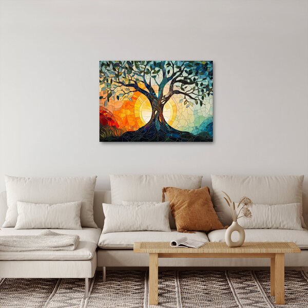 Obraz - Mozaika - slunce a strom I. (70x50 cm)