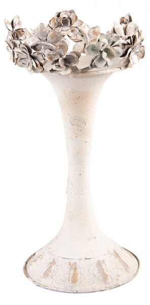 Béžový antik kovový svícen s květy Jozen M – 17x30 cm
