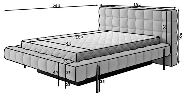 Eltap Čalouněná postel Magentta Materiál a barva potahu: Amore 35 - zelená, Rozměr: 140x200