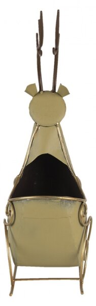 Hnědý kovový dekorativní stojan na květiny ve tvaru soba – 33x17x44 cm