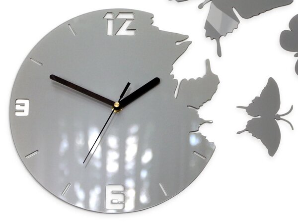 ModernClock 3D nalepovací hodiny Butterfly šedé