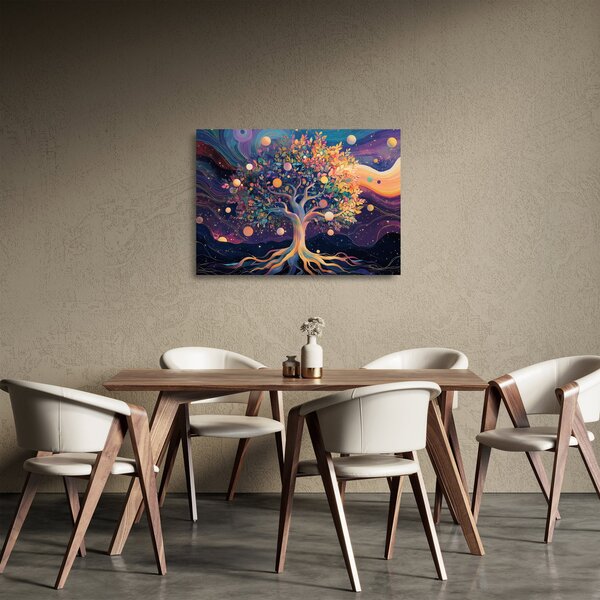 Skleněný obraz - Fialový strom plný energie (70x50 cm)