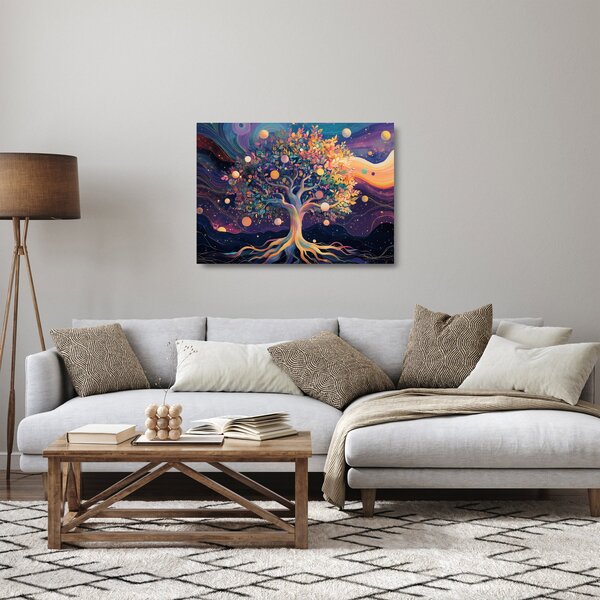 Skleněný obraz - Fialový strom plný energie (70x50 cm)