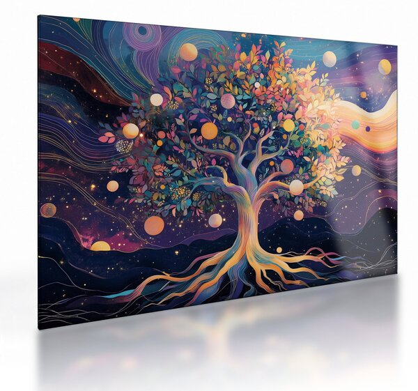 Skleněný obraz - Fialový strom plný energie (70x50 cm)