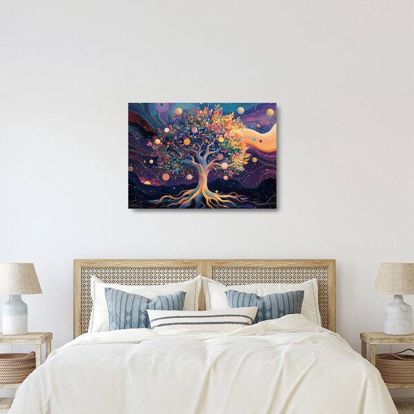 Skleněný obraz - Fialový strom plný energie (70x50 cm)