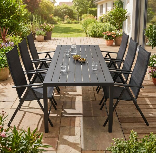 Vikio Zahradní set 205x90 pro 6 osob V137 černá