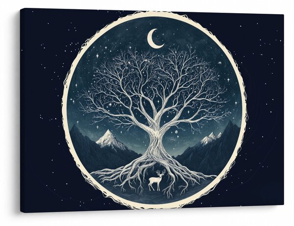 Obraz - Magický strom s jelenem II. (70x50 cm)