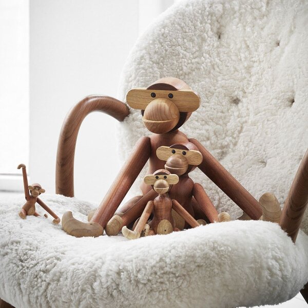 Dřevěná opička Monkey Small Teak Limba 20 cm