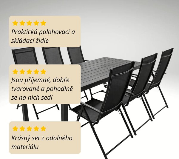Vikio Zahradní set 205x90 pro 6 osob V137 černá