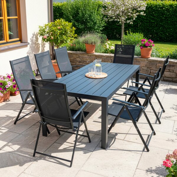Vikio Zahradní set 205x90 pro 8 osob V138 černá