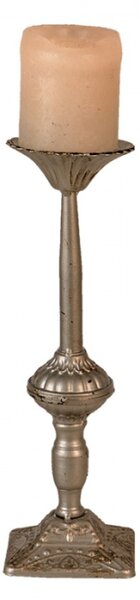 Kovový stříbrný svícen s patinou Leala -Ø 9*32 cm – 9x32 cm