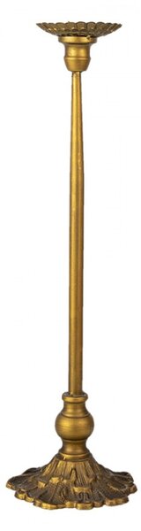 Kovový zlatý svícen s patinou Adriana – 14x51 cm